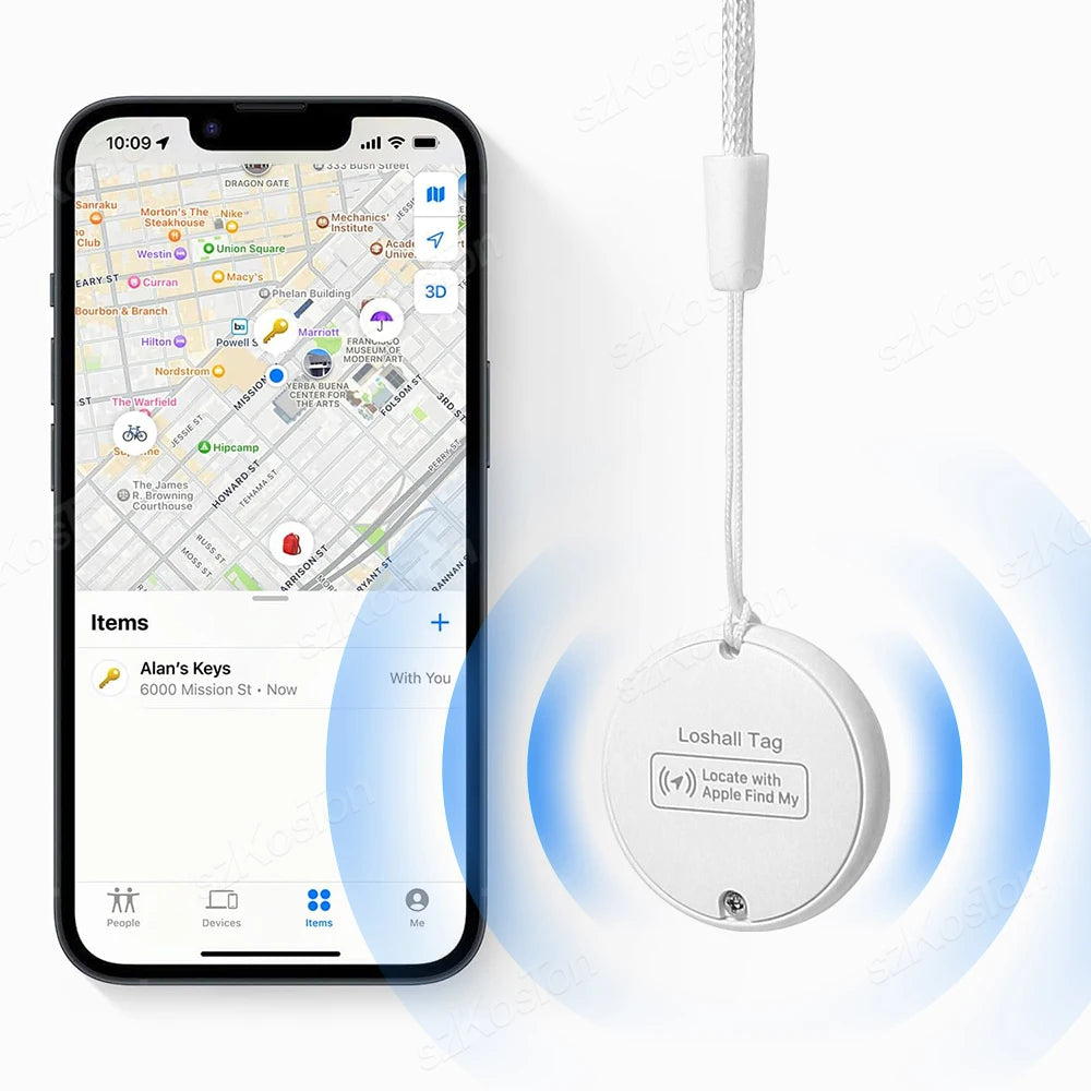 Mini Smart Tag Bluetooth Luggage Tracker Tag with Lanyard Works with IOS Find My for Keys Wallet Bags Suitcase GPS Tracker