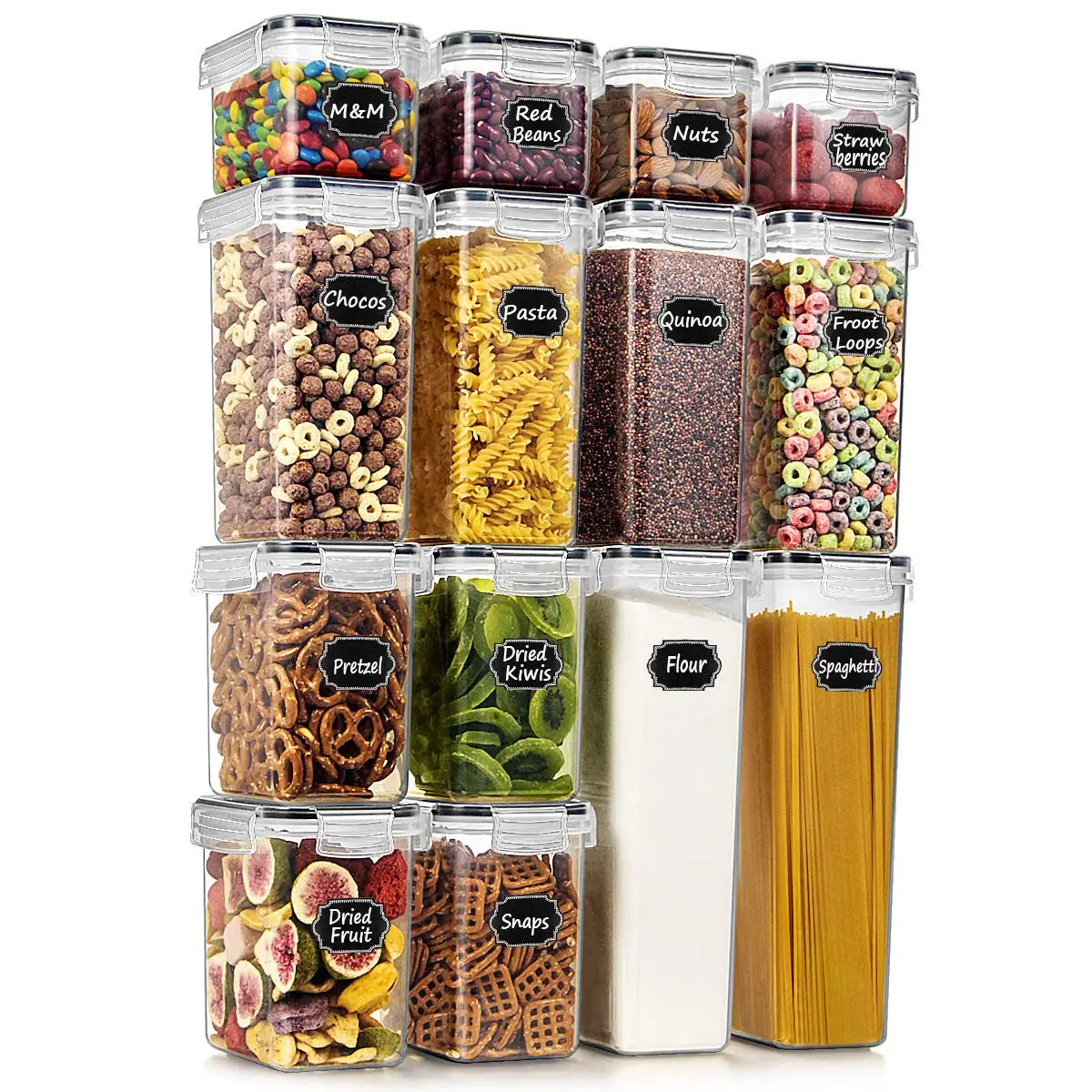 Food Storage Containers Kitchen Organizer and Storage Container with Lids Refrigerator Noodle Box Tank Sealed Cans 5Pcs Set