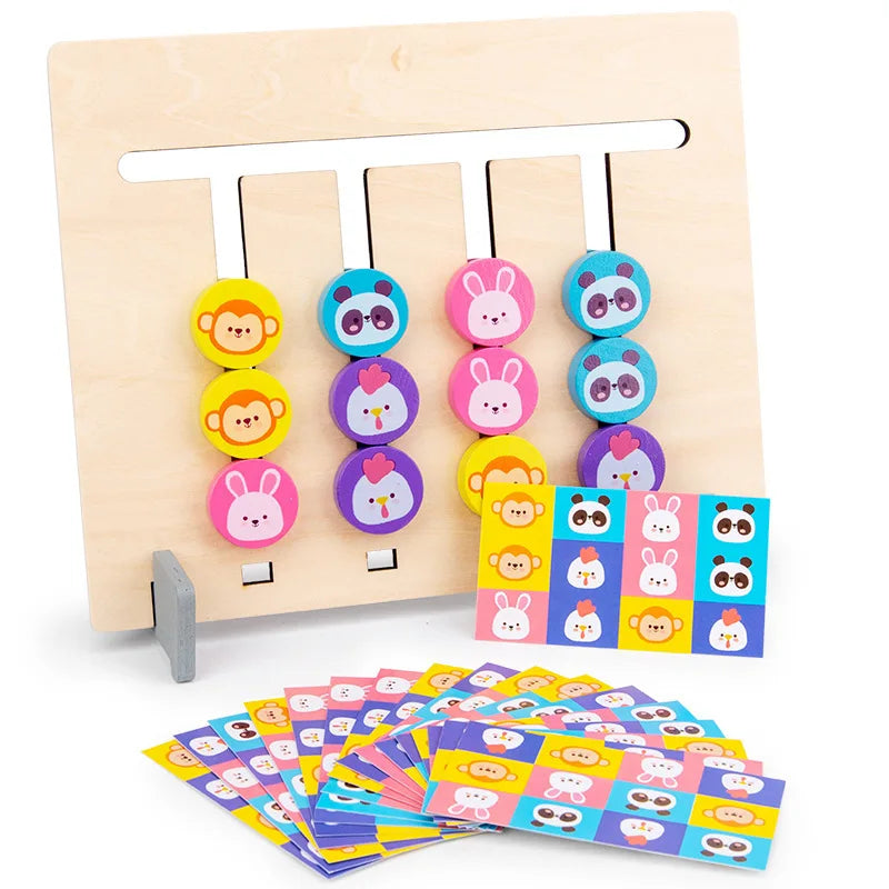 Montessori Wooden Toys Double-sided Matching Games for Kids 2 3 4 Years Logic Thinking Training Activity Board Baby Wooden Toys