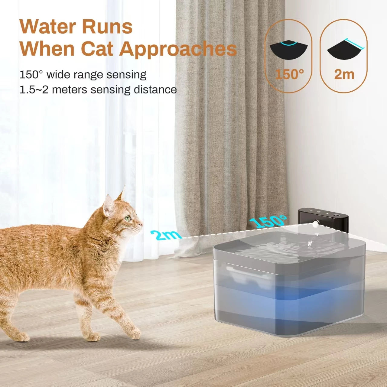 Wireless Automatic Cat Water Fountain 2.2L Intelligent Pet Water Dispenser With Filter Drinking Fountain For Cat Dog