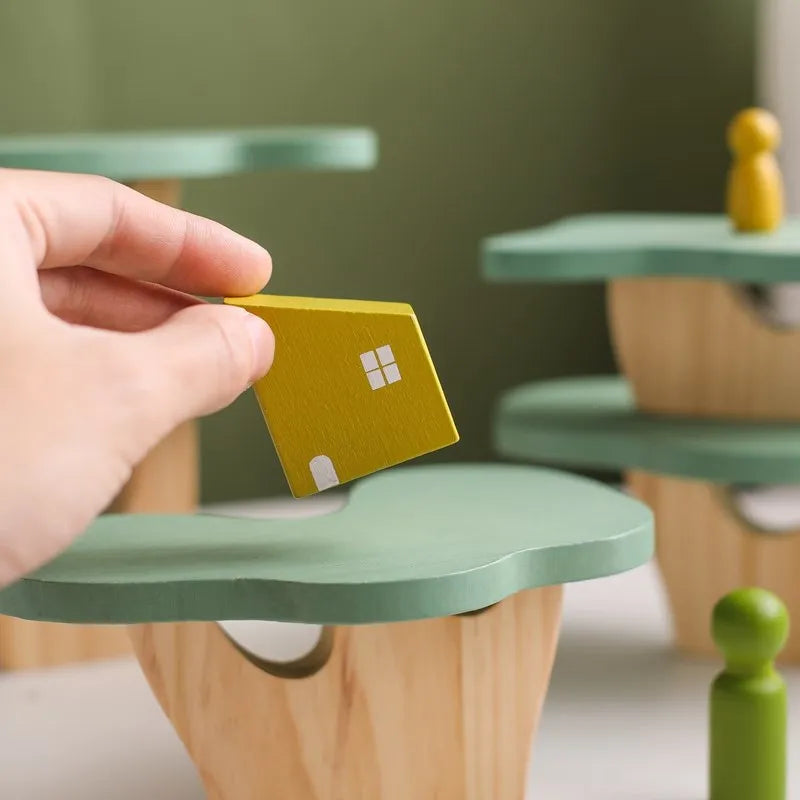 Montessori Wooden Tree Block Toys for Children Ornament Decoration Baby Stacking 3D Toy Wooden Blocks Stacker Balancing Games