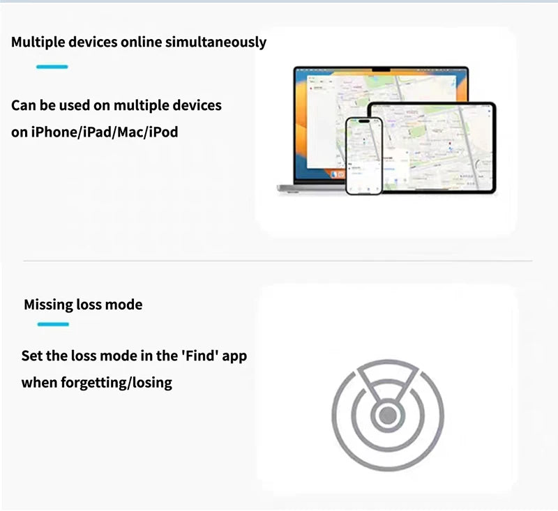 Smart Bluetooth GPS Tracker Works with Find My APP Anti-Lost Reminder Device Wireless For Iphone Locator Key Kids Finder