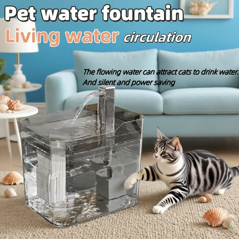 Cat Water Fountain Auto Filter USB Pet Drinking Dispenser Live Water Circulation Quiet Automatic Fountain for Cats and Small Pet