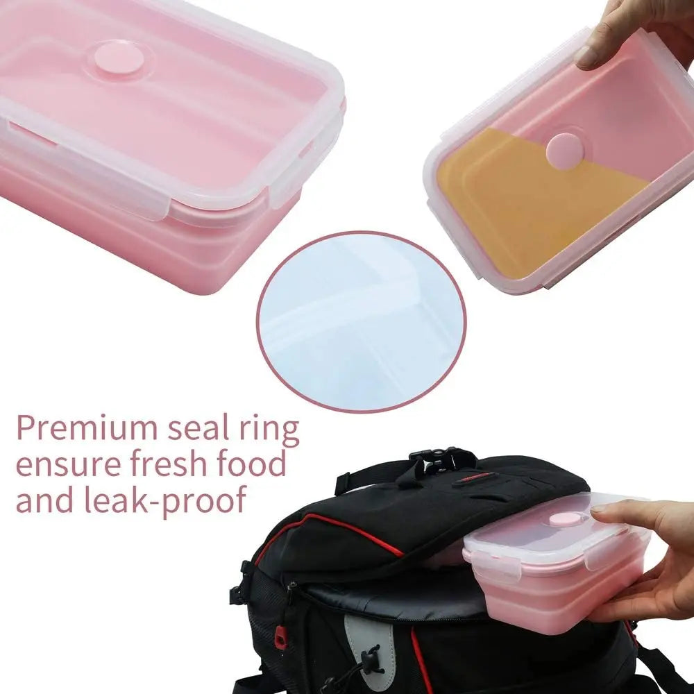 4 Pcs Silicone Collapsible Food Storage Containers with Lids Silicone Lunch Box Bento Box BPA free for Kitchen Pantry