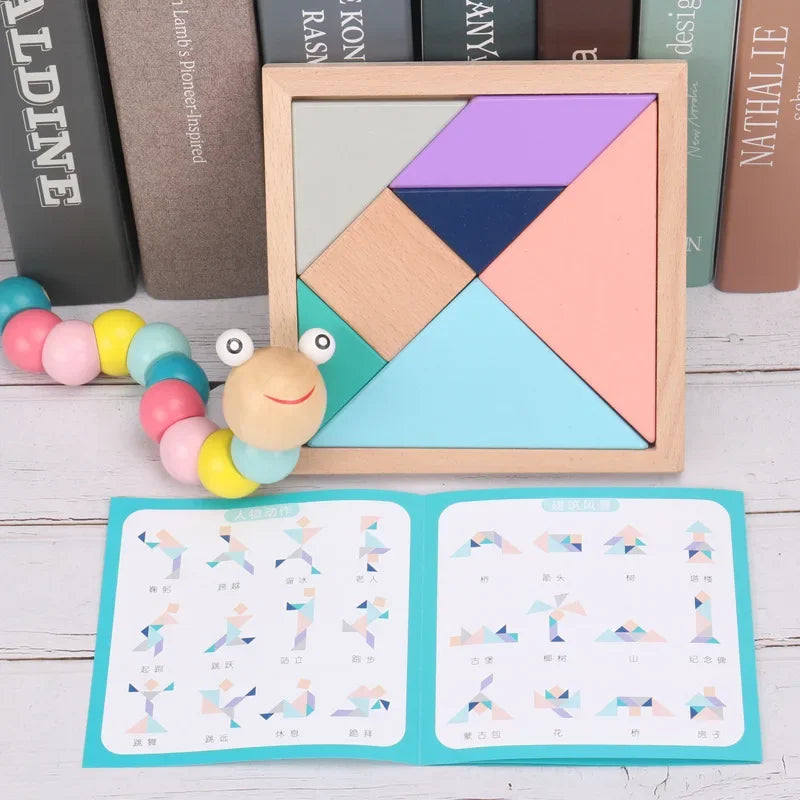 Baby Educational Toy Montessori Wooden 3D Toys Childhood Learning Kids Baby Colorful Wooden Blocks For Children Christmas Gift