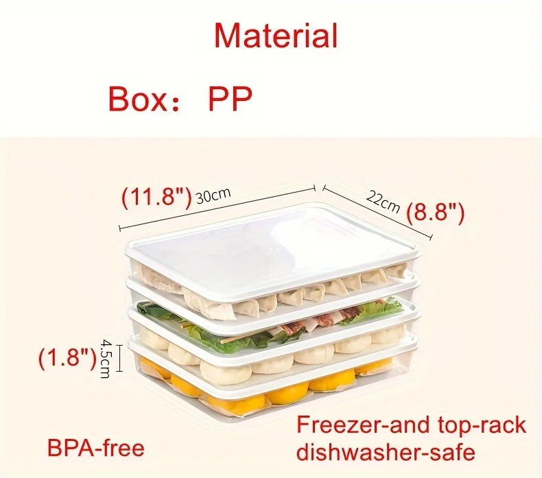 Food Storage Containers with Lids , Freezer & Microwave Safe, for Dumplings, Meats, Fruits & Vegetables Dumpling Storage Box