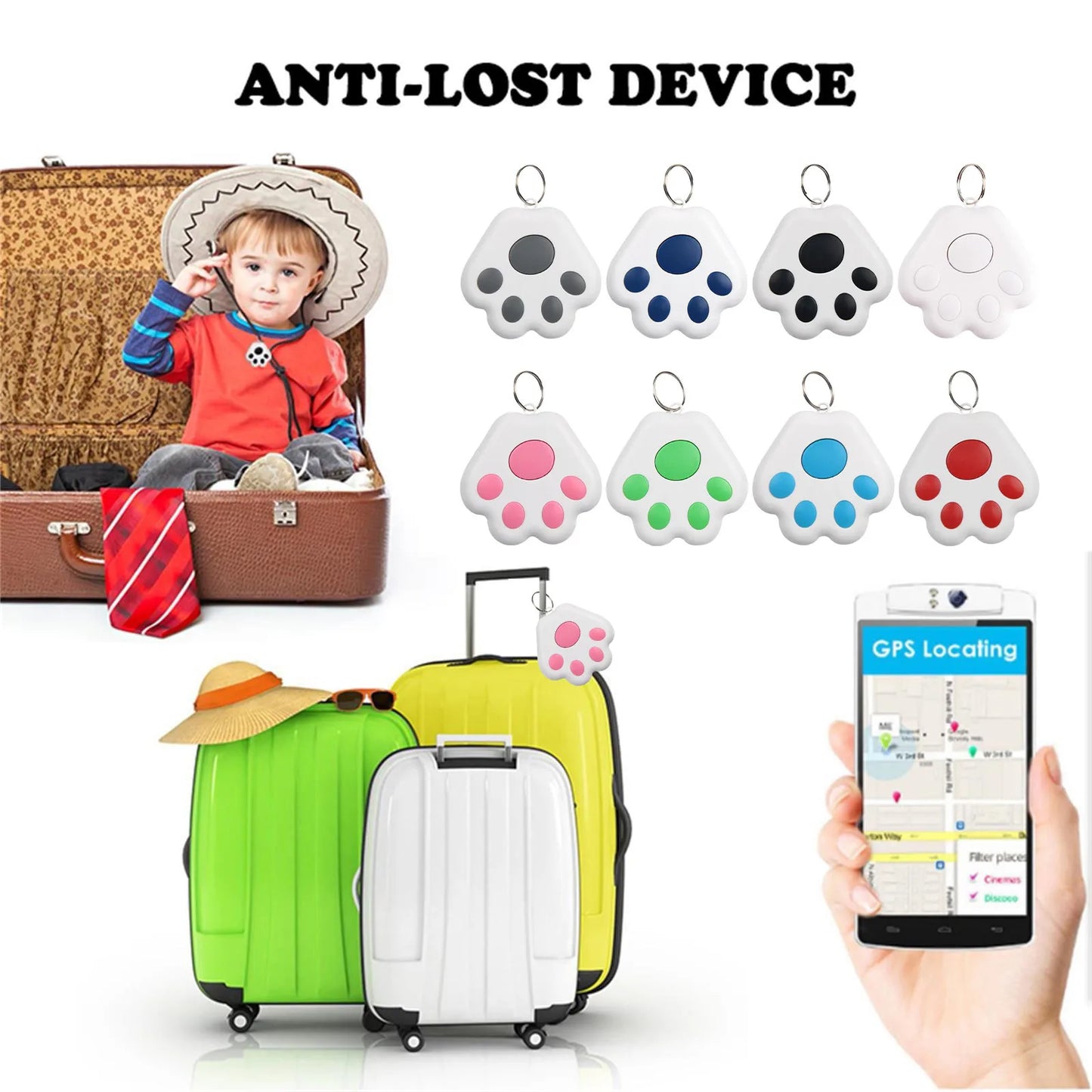 Mini GPS Tracker Wireless Bluetooth-compatible Smart Anti Lost Tracking Device for Keys Locator Pet Dog Cat Collar Accessories