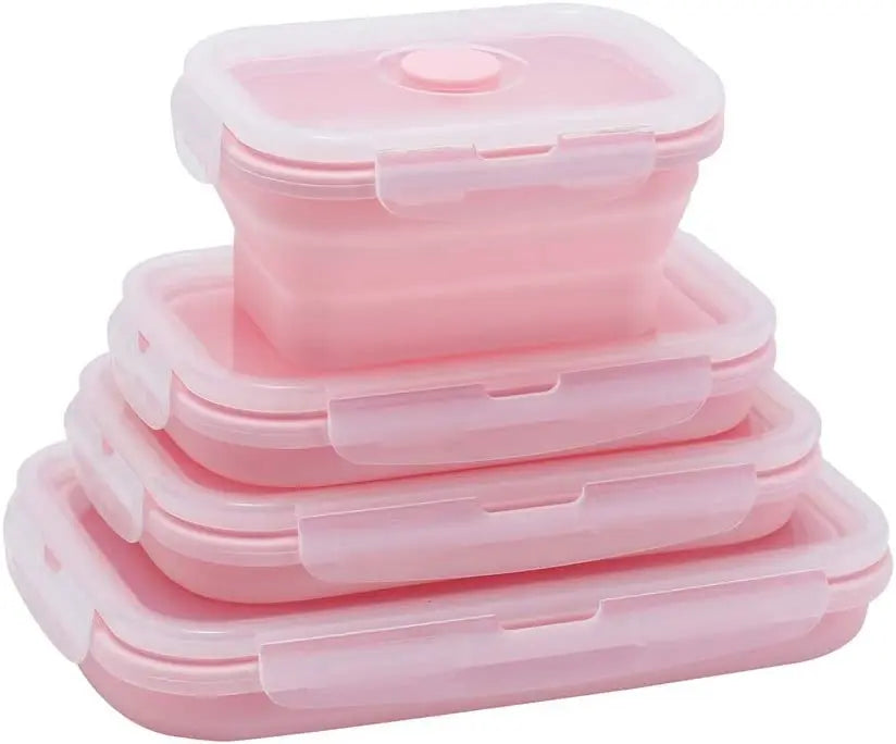 4 Pcs Silicone Collapsible Food Storage Containers with Lids Silicone Lunch Box Bento Box BPA free for Kitchen Pantry