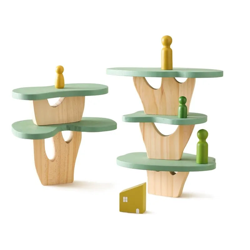 Montessori Wooden Tree Block Toys for Children Ornament Decoration Baby Stacking 3D Toy Wooden Blocks Stacker Balancing Games