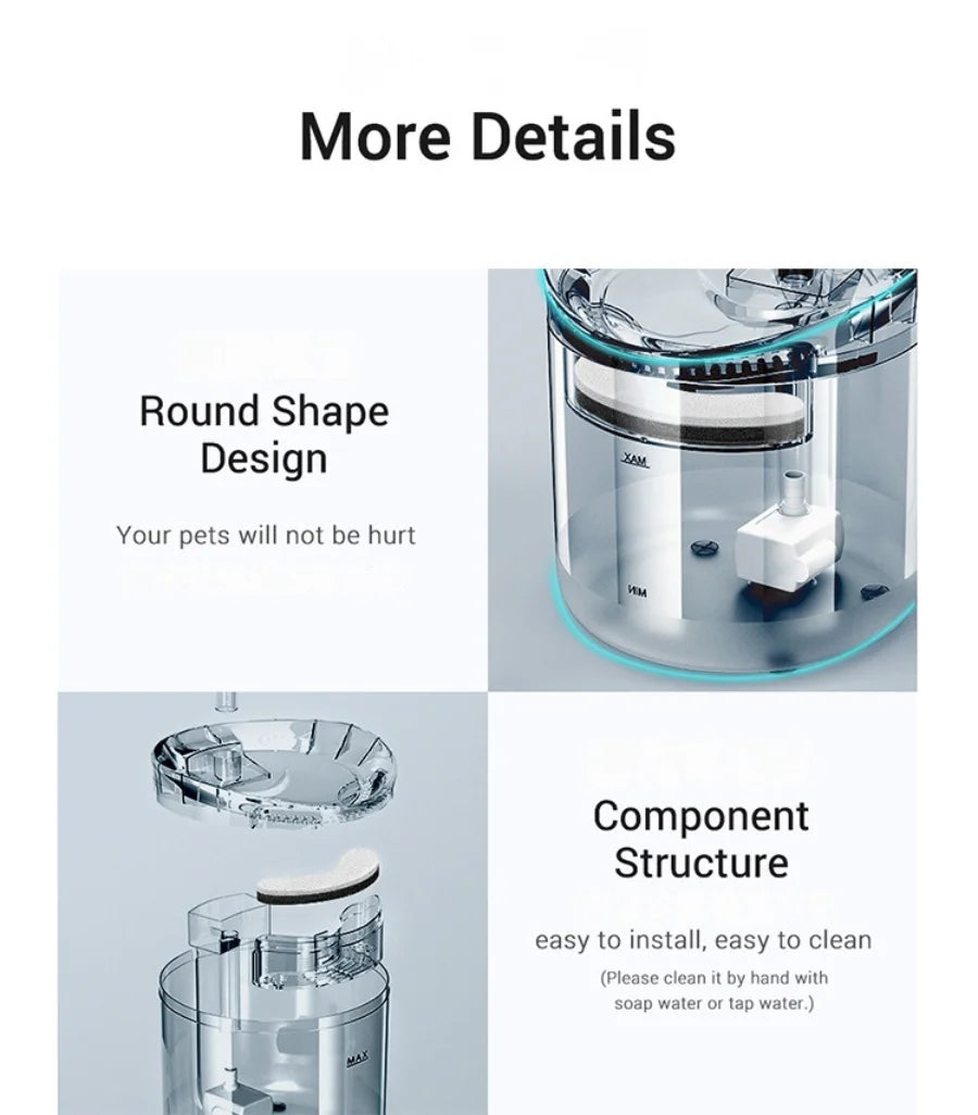 Pet automatic water dispenser, cat and dog sensing drinking water flow fountain filter, automatic circulation pet drinking water