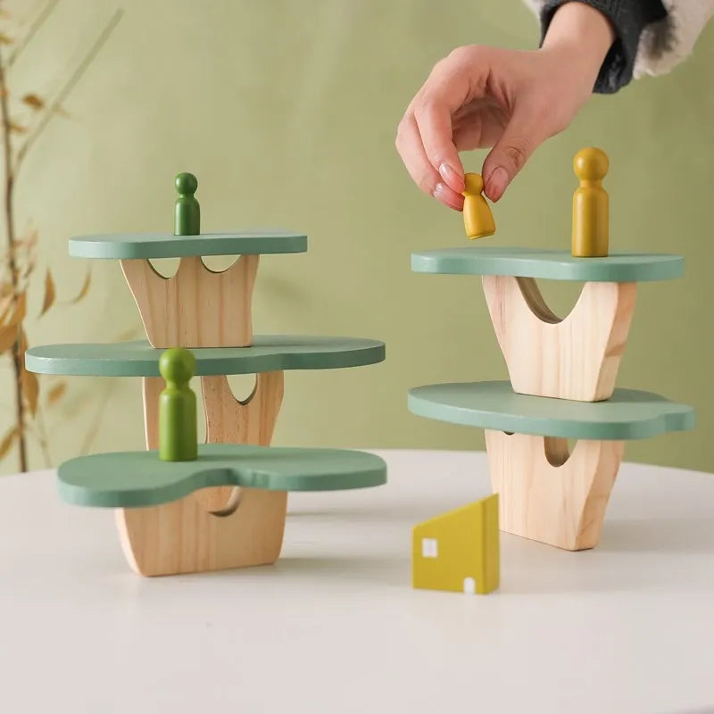 Montessori Wooden Tree Block Toys for Children Ornament Decoration Baby Stacking 3D Toy Wooden Blocks Stacker Balancing Games
