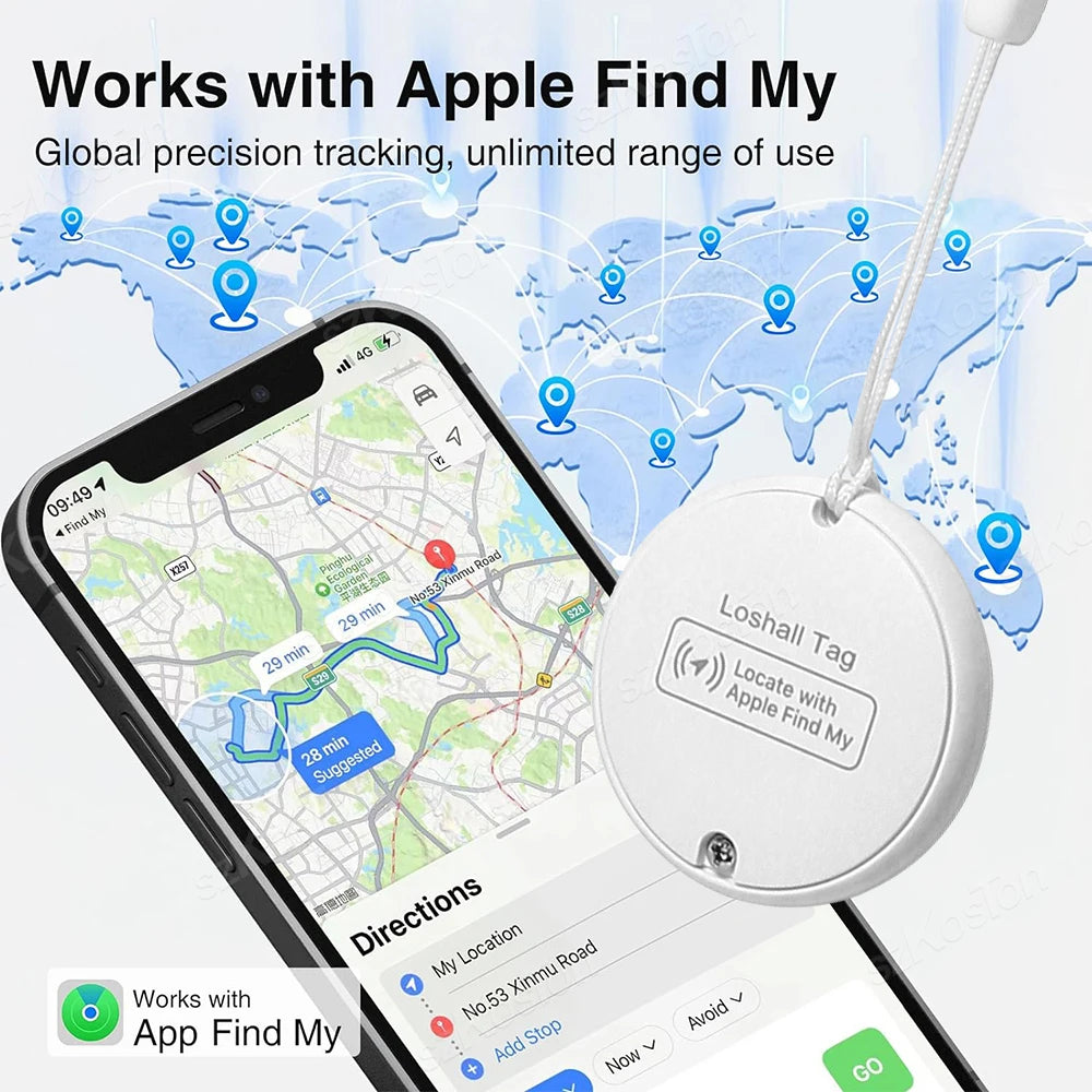 Mini Smart Tag Bluetooth Luggage Tracker Tag with Lanyard Works with IOS Find My for Keys Wallet Bags Suitcase GPS Tracker