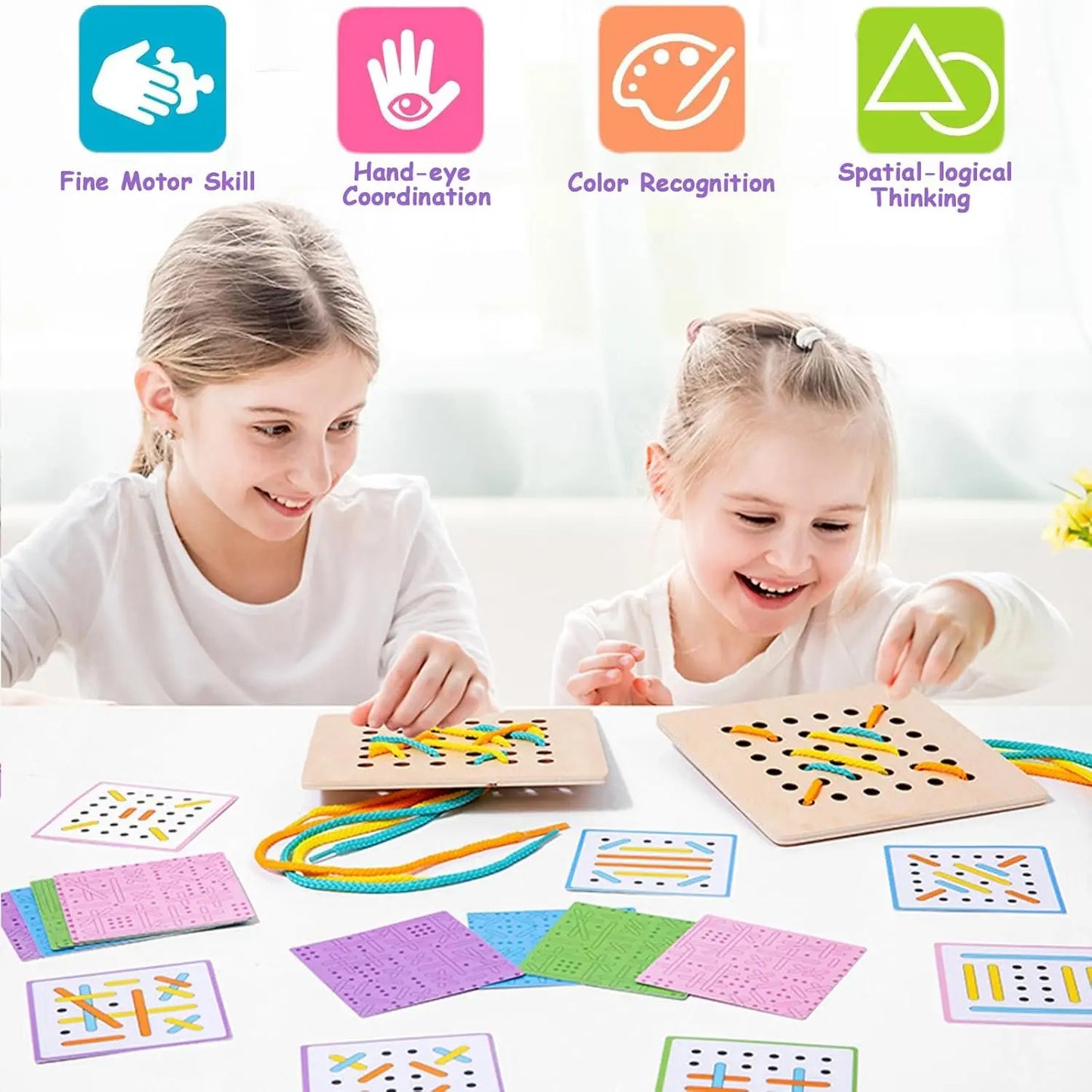 Montessori Wooden Threading Activity Puzzles,Early Educational Fine Motor Skill Travel Toy,Birthday Gifts for Boys and Girls