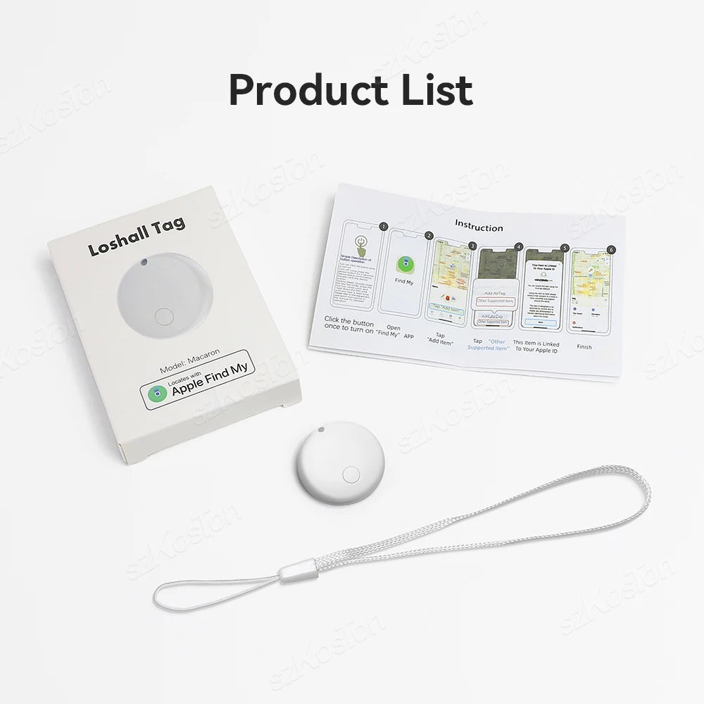 Mini Smart Tag Bluetooth Luggage Tracker Tag with Lanyard Works with IOS Find My for Keys Wallet Bags Suitcase GPS Tracker