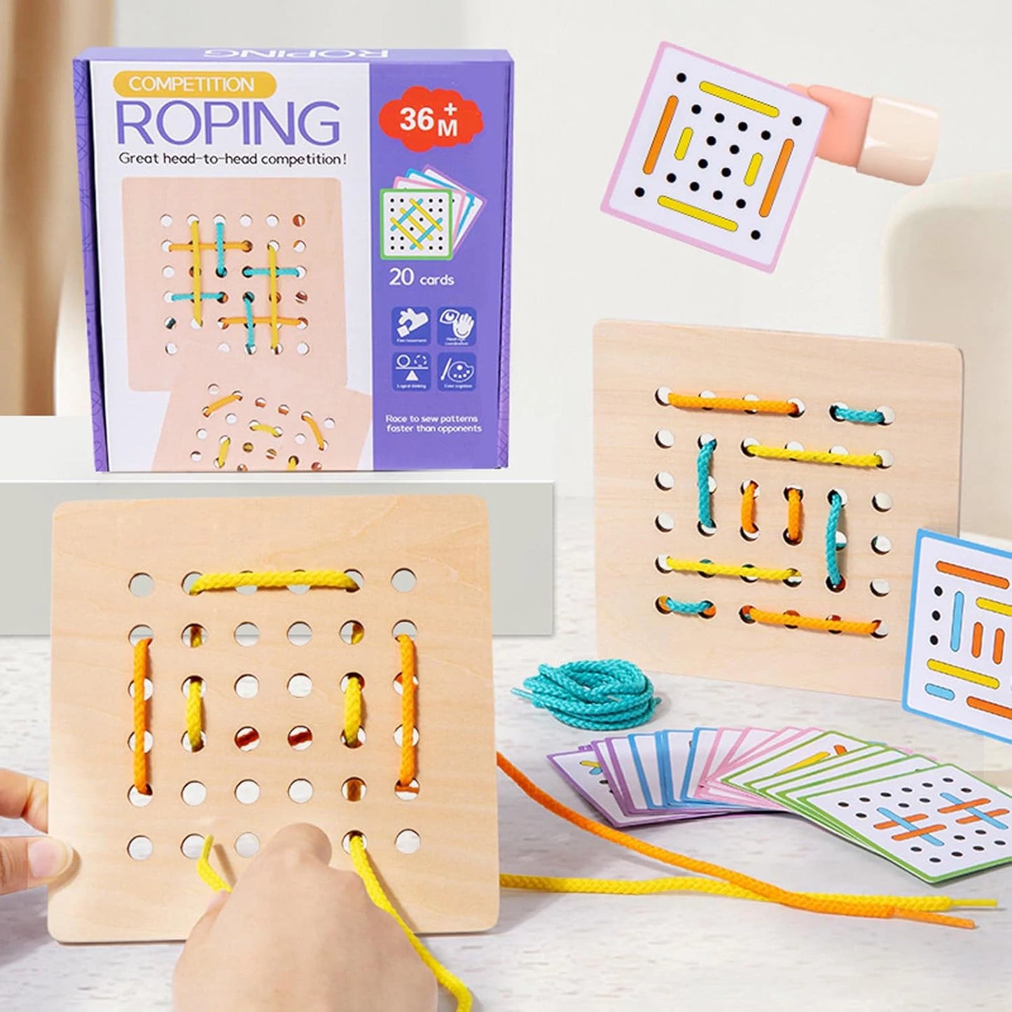 Montessori Wooden Threading Activity Puzzles,Early Educational Fine Motor Skill Travel Toy,Birthday Gifts for Boys and Girls