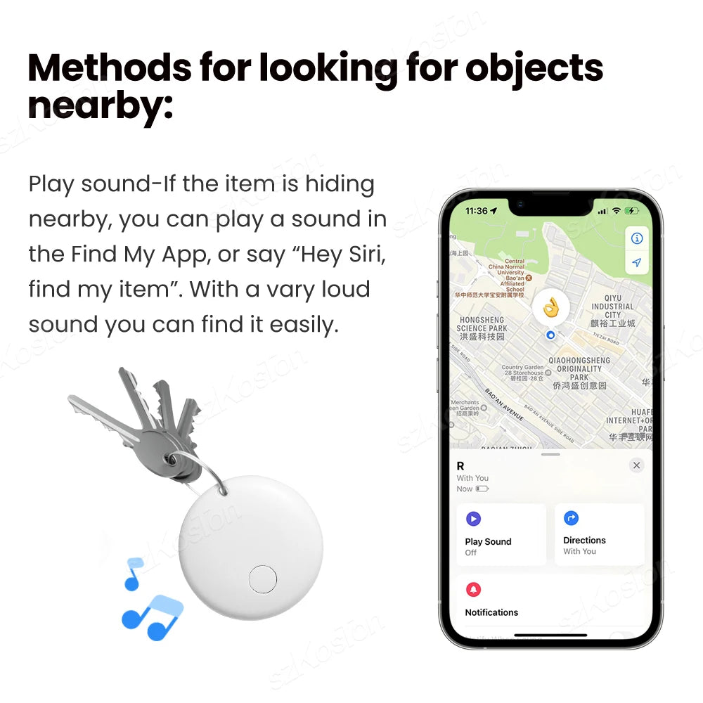 Mini Smart Tag Bluetooth Luggage Tracker Tag with Lanyard Works with IOS Find My for Keys Wallet Bags Suitcase GPS Tracker