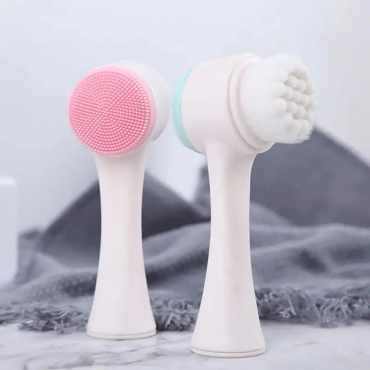 Silicone 2-in-1 Facial Cleansing Brush - Exfoliate, Massage, & Revitalize Unscented Skin Care