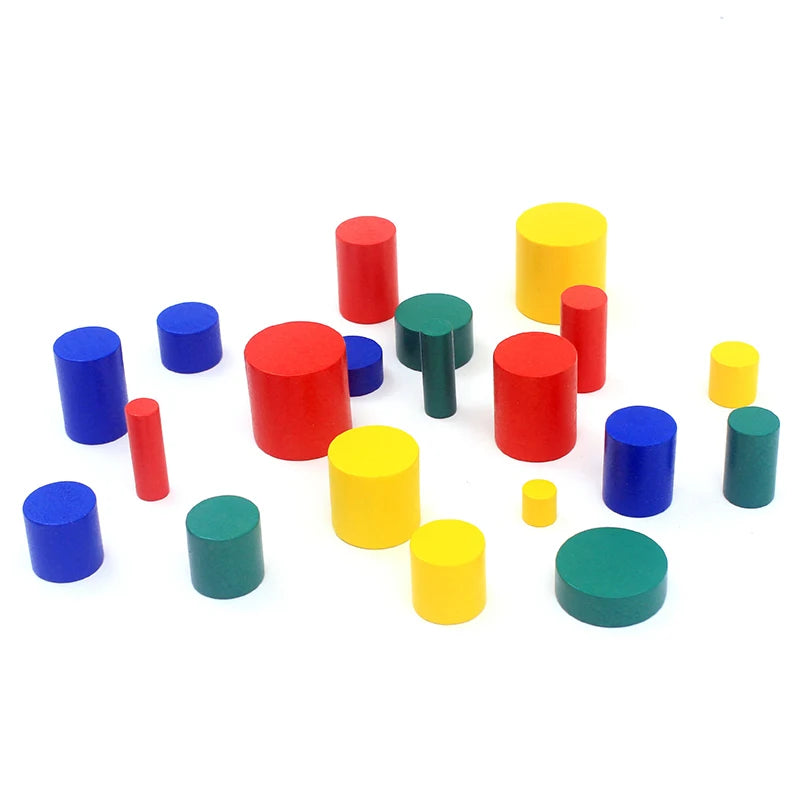 Wooden Toys Montessori 20Pcs Colorful Block Toy with Cards Color & Shapes Eudcational Toys for Children Kids 3 to 4 Years Old