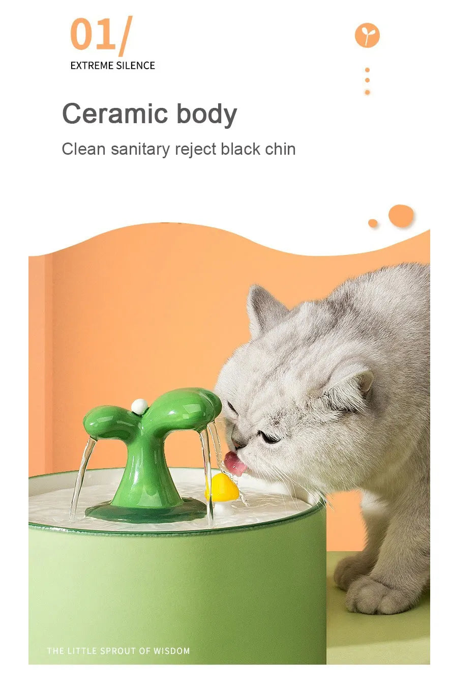 1L 1.5L Automatic Cat Water Fountain Electric Ceramic Pet Water Dispenser Dog Filter Drinker Pet Drinking Feeder with Quiet Pump