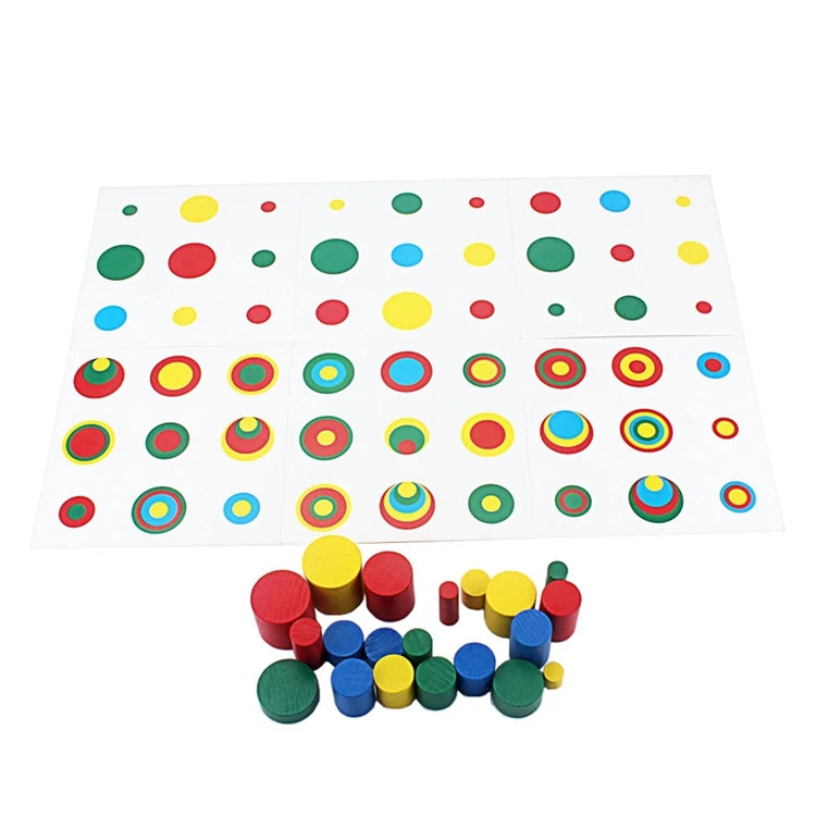 Wooden Toys Montessori 20Pcs Colorful Block Toy with Cards Color & Shapes Eudcational Toys for Children Kids 3 to 4 Years Old