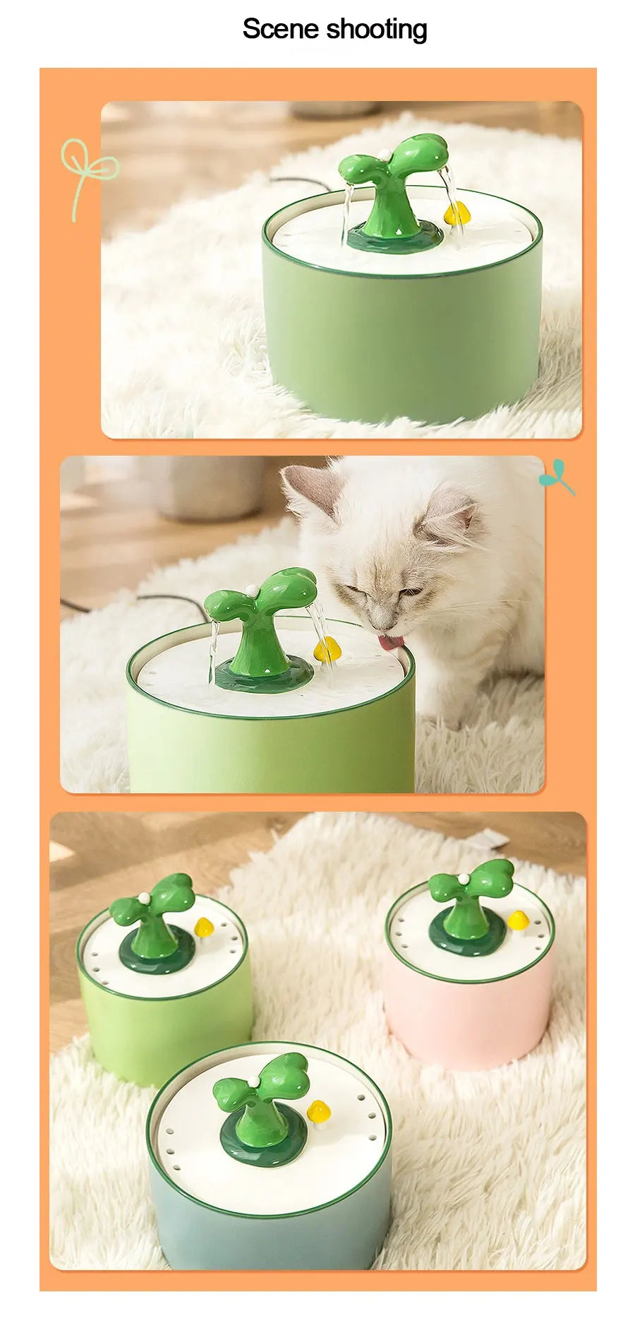 1L 1.5L Automatic Cat Water Fountain Electric Ceramic Pet Water Dispenser Dog Filter Drinker Pet Drinking Feeder with Quiet Pump