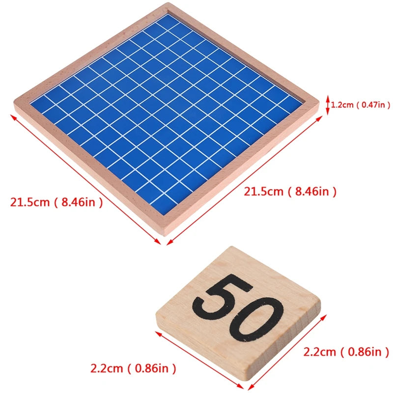 Wooden Montessori Hundred Board Math 1 to 100 Consecutive Numbers Counting Toy