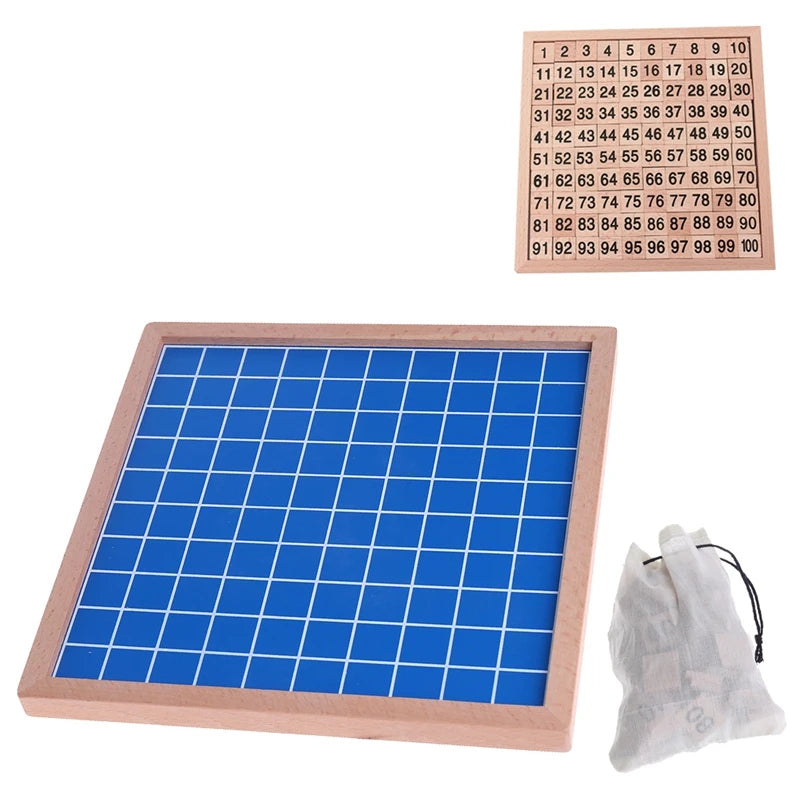 Wooden Montessori Hundred Board Math 1 to 100 Consecutive Numbers Counting Toy