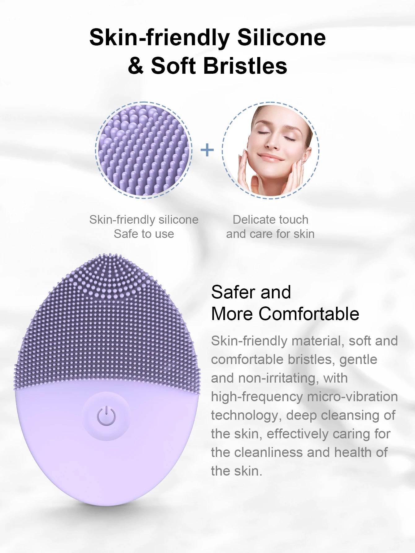 Electric facial cleanser facial cleansing brush deep pore cleaning silicone beauty facial sound wave vibration massage
