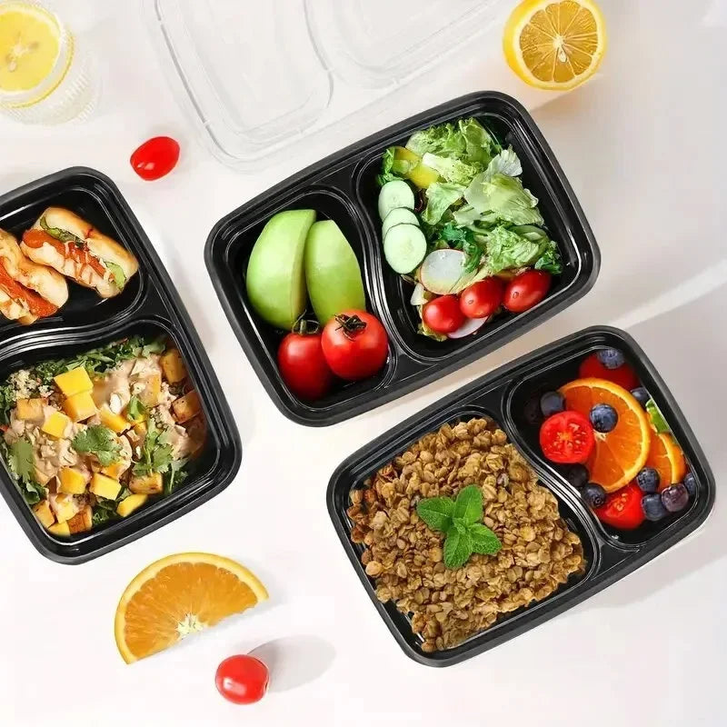 10 Sets Disposable Food Boxes with Lids Microwave Food Storage Boxes Kitchen Refrigerator Storage Containers Durable Stackable