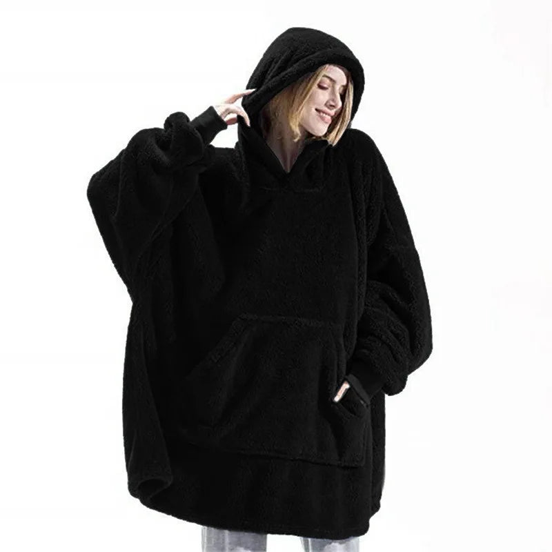 Casual Plush Hooded Sweatshirt For Women Couple's Home Clothes Long Sleeve Oversize Loose Hoodie Pullover Autumn Winter Long Top