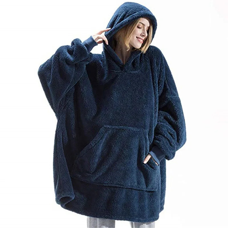 Casual Plush Hooded Sweatshirt For Women Couple's Home Clothes Long Sleeve Oversize Loose Hoodie Pullover Autumn Winter Long Top