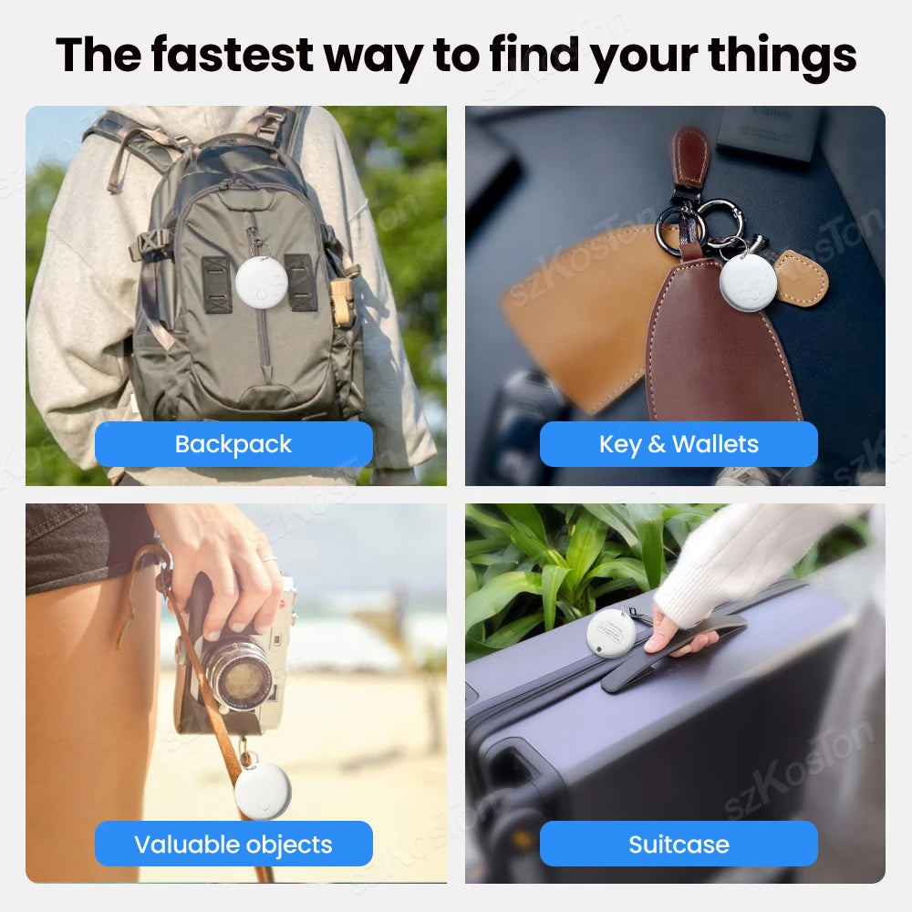Mini Smart Tag Bluetooth Luggage Tracker Tag with Lanyard Works with IOS Find My for Keys Wallet Bags Suitcase GPS Tracker