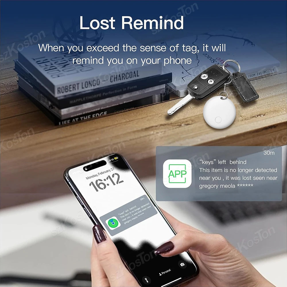 Mini Smart Tag Bluetooth Luggage Tracker Tag with Lanyard Works with IOS Find My for Keys Wallet Bags Suitcase GPS Tracker