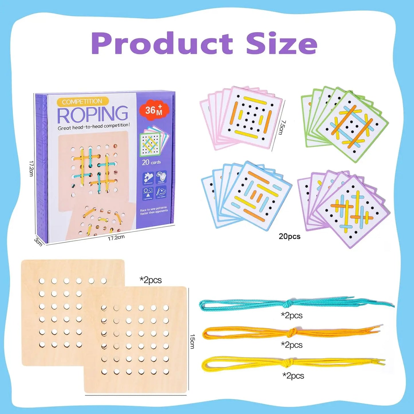 Montessori Wooden Threading Activity Puzzles,Early Educational Fine Motor Skill Travel Toy，Birthday Gifts for Boys and Girls