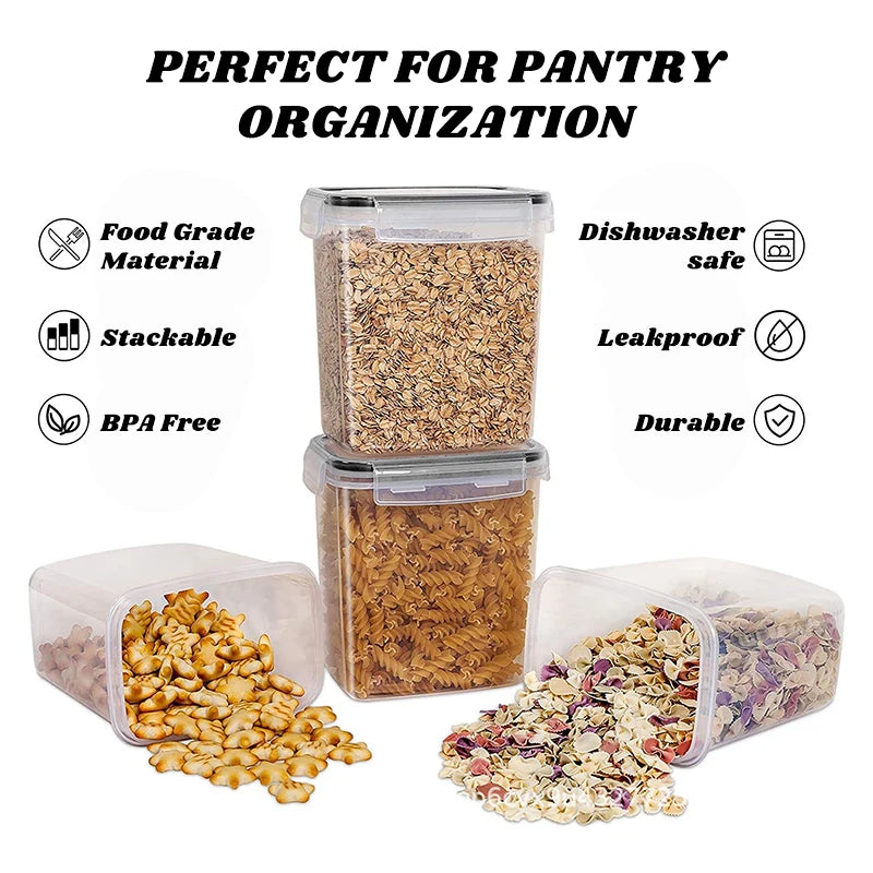 Food Storage Containers with Lids Stackable Treat Box Containers for Kitchen Pantry Organization Containers for Rice Dispenser