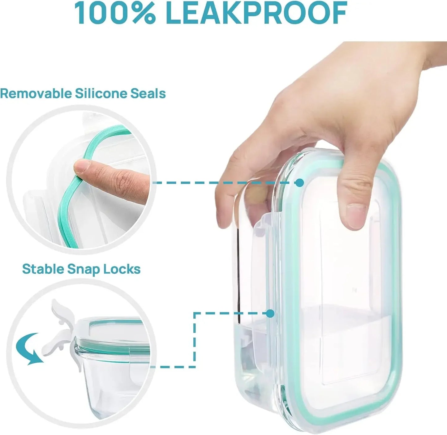 Glass Food Storage Containers Kitchen Organizer, Bento Lunch Boxes，Storage Vegetable Fruit Kitchen Accessories