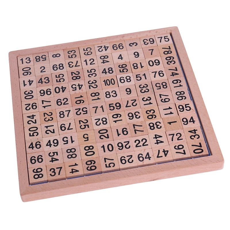Wooden Montessori Hundred Board Math 1 to 100 Consecutive Numbers Counting Toy