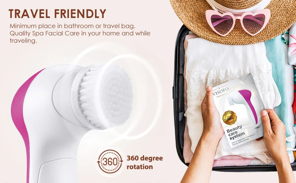 Electric 5-in-1 Facial Cleansing Brush, Multi-functional Rotating Massage Pore Cleansing Beauty Device Pore Cleaner