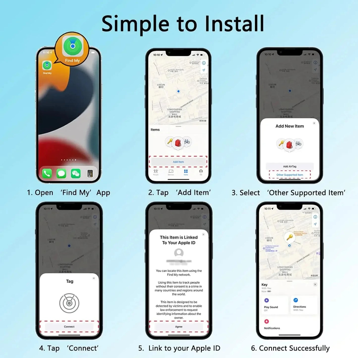 Smart Bluetooth GPS Tracker Works with Find My APP Anti-Lost Reminder Device Wireless For Iphone Locator Key Kids Finder