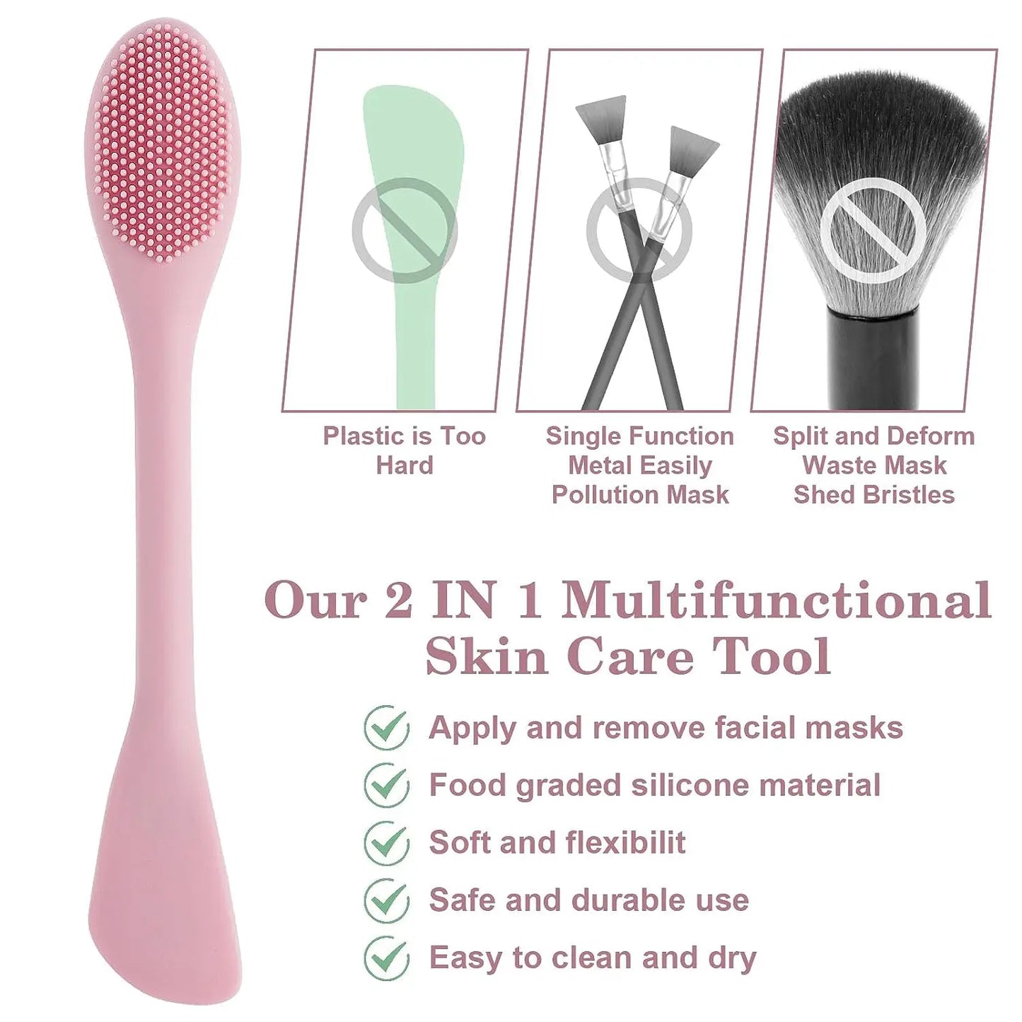 1PC Double Headed Silicone Face Cleansing Scrubber Brush Facial Mask Brushes Applicator for Women Face Makeup Brush Skin Care