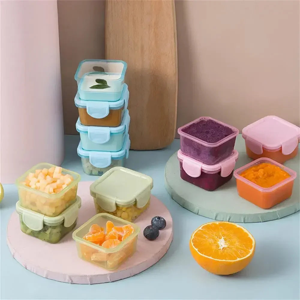 4 mini food storage containers, with leak-proof lids, sauce and condiment container, mini freezer storage container