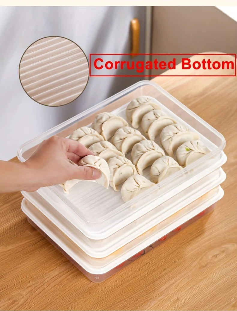 Food Storage Containers with Lids , Freezer & Microwave Safe, for Dumplings, Meats, Fruits & Vegetables Dumpling Storage Box