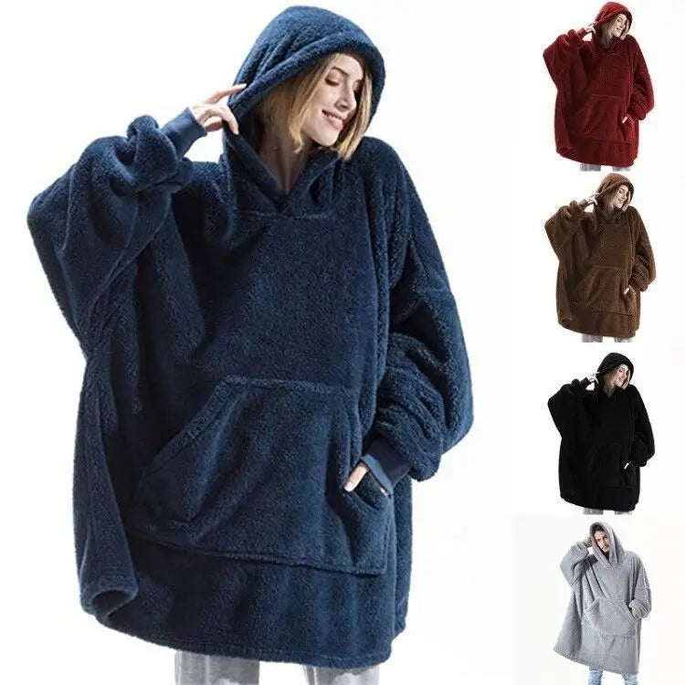 Casual Plush Hooded Sweatshirt For Women Couple's Home Clothes Long Sleeve Oversize Loose Hoodie Pullover Autumn Winter Long Top