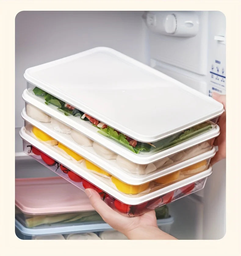 Food Storage Containers with Lids , Freezer & Microwave Safe, for Dumplings, Meats, Fruits & Vegetables Dumpling Storage Box