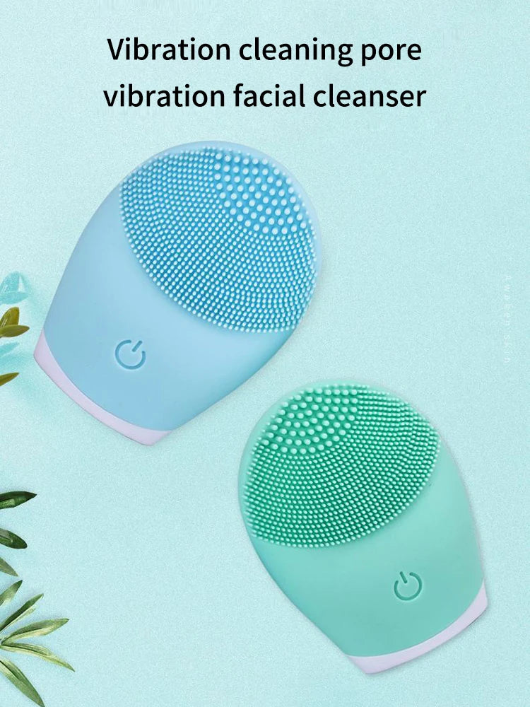 Silicone Facial Cleansing Brush - Electric Vibration Massager for Deep Pore Cleaning & Skincare
