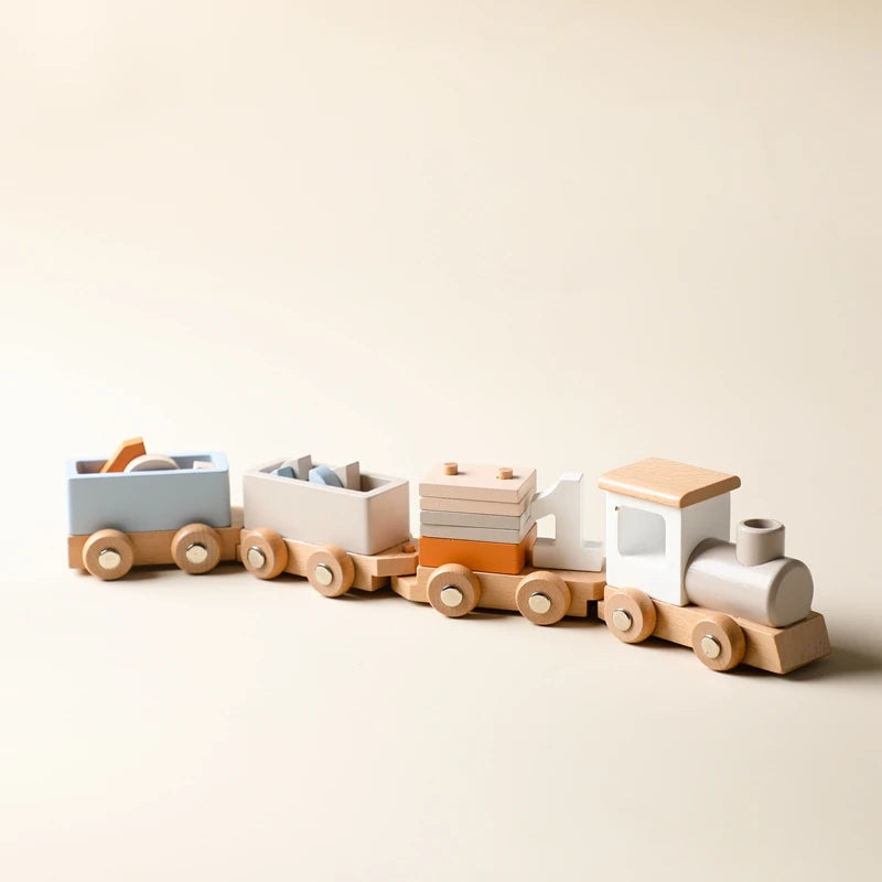 Montessori Toys Wooden Train Birthday Toy Baby Educational Toys Wooden Trolley Baby Learning Toys Number Of Wood Baby Toys Gifts