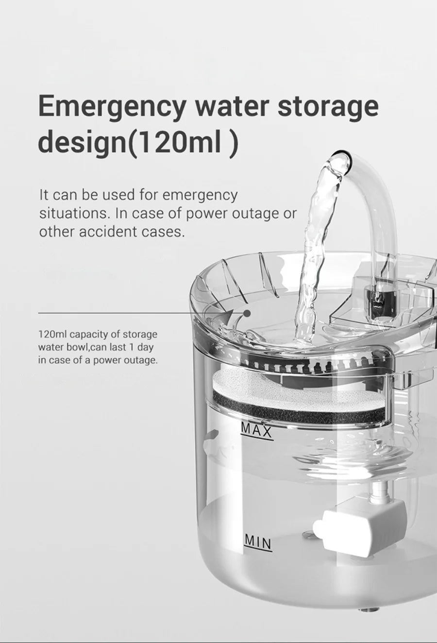 Pet automatic water dispenser, cat and dog sensing drinking water flow fountain filter, automatic circulation pet drinking water