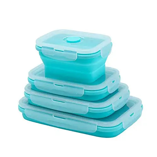 4 Pcs Silicone Collapsible Food Storage Containers with Lids Silicone Lunch Box Bento Box BPA free for Kitchen Pantry