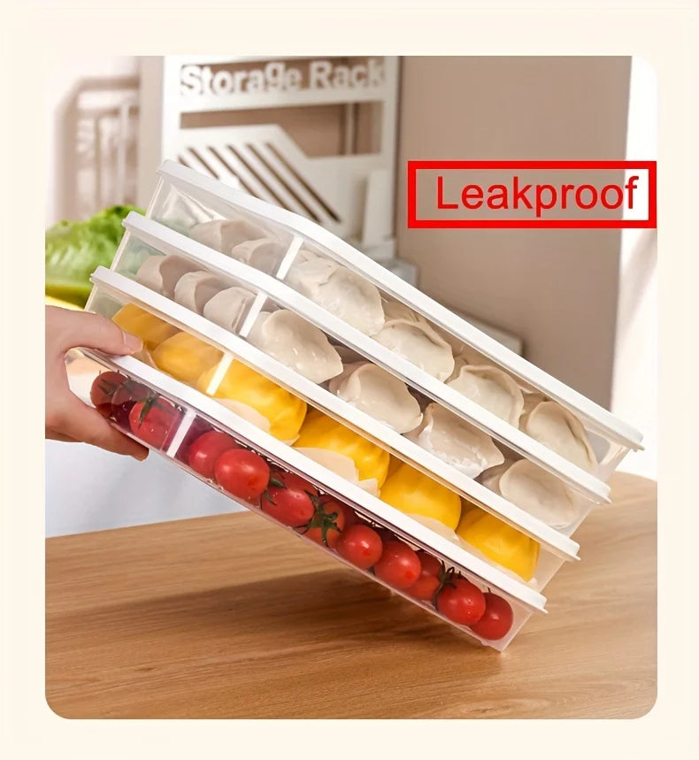 Food Storage Containers with Lids , Freezer & Microwave Safe, for Dumplings, Meats, Fruits & Vegetables Dumpling Storage Box