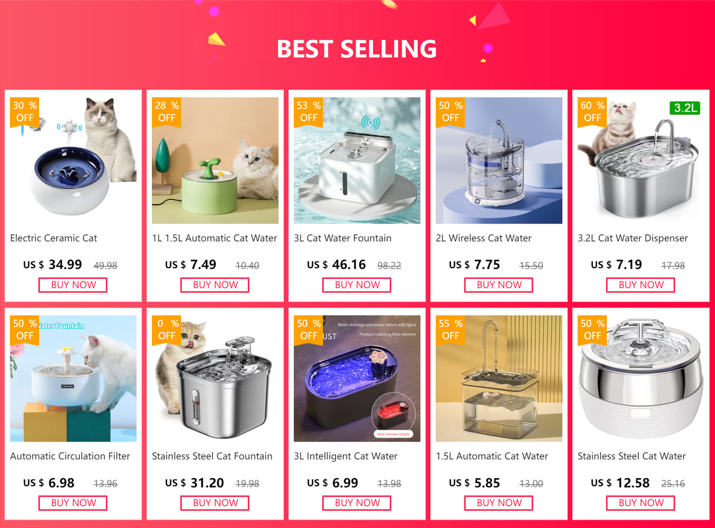 1L 1.5L Automatic Cat Water Fountain Electric Ceramic Pet Water Dispenser Dog Filter Drinker Pet Drinking Feeder with Quiet Pump